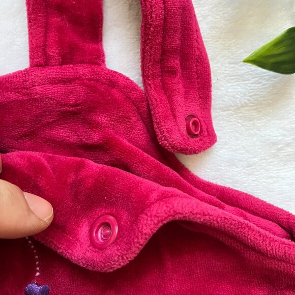 Opbaby Velour Floral Overalls 3-6M | Raspberry Red Plush Baby Romper GUC - Picture 6 of 16